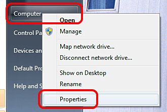 Windows 7 Start Menu, Computer Properties